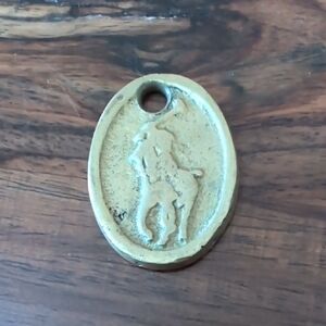 Vintage 80's Ralph Lauren Brass Polo Player Charm Pendant Dog Tag Upcycle
